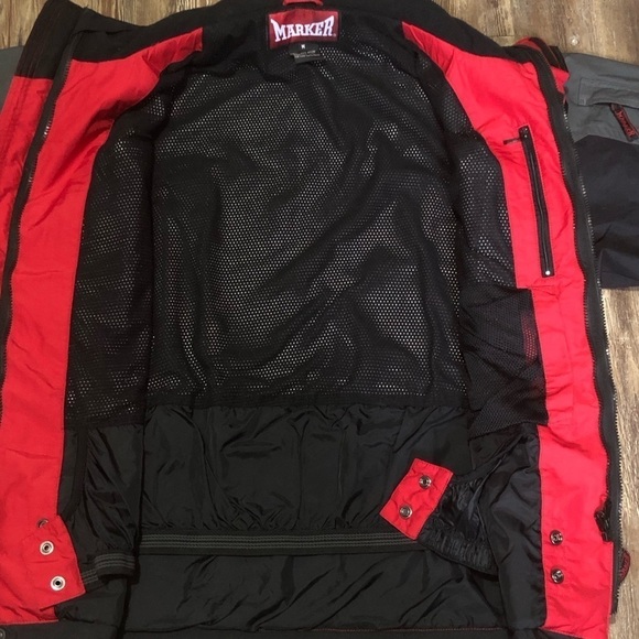 Marker Ski Jacket Men's Medium Red Full Zip Weatherproof Outdoor Travel Pockets - Picture 6 of 9